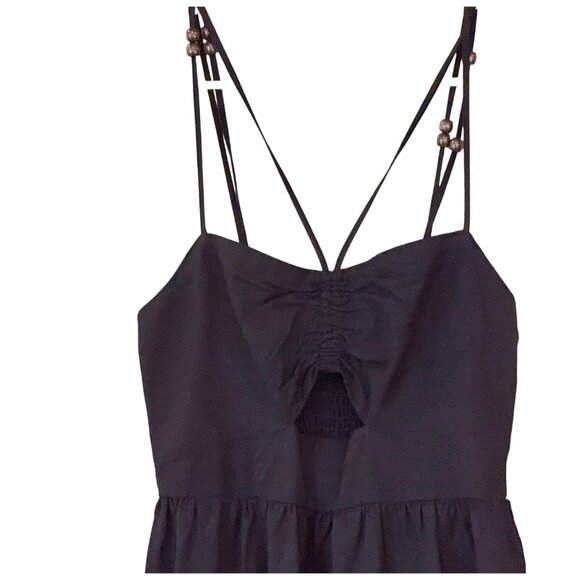 JASON WU Spaghetti Strap Linen Sun Dress with Cutout Wooden Bead Midi Maxi Small - Picture 5 of 13